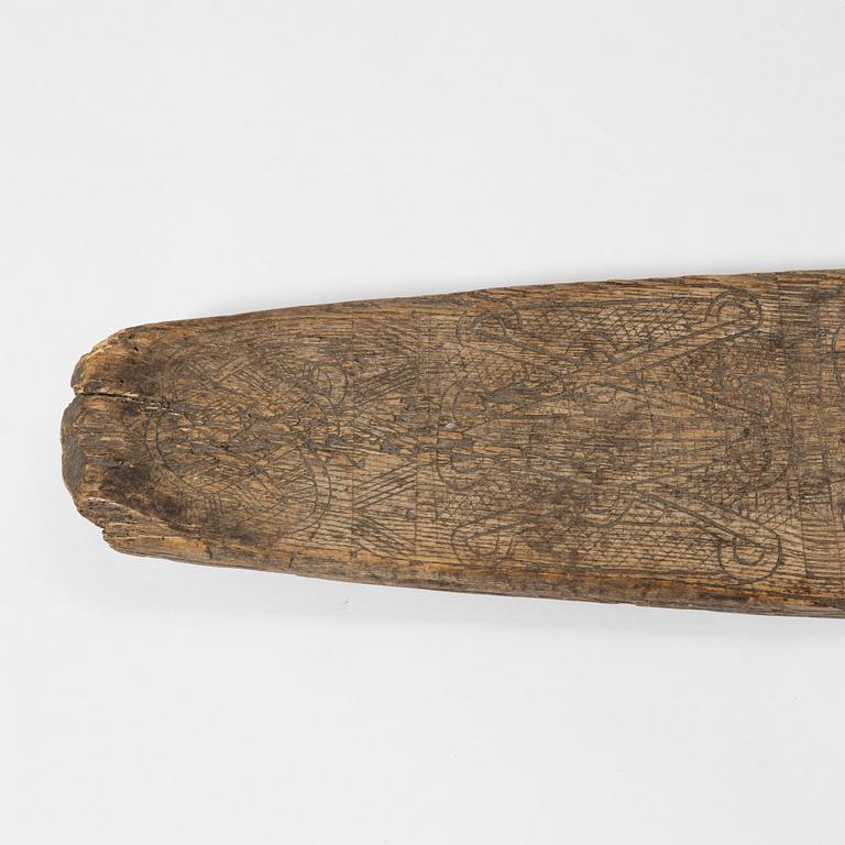 A Swedish folk art mangle board, dated 1666.