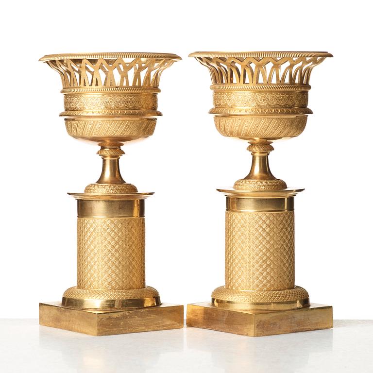 A pair of French Empire early 19th century centre pieces.