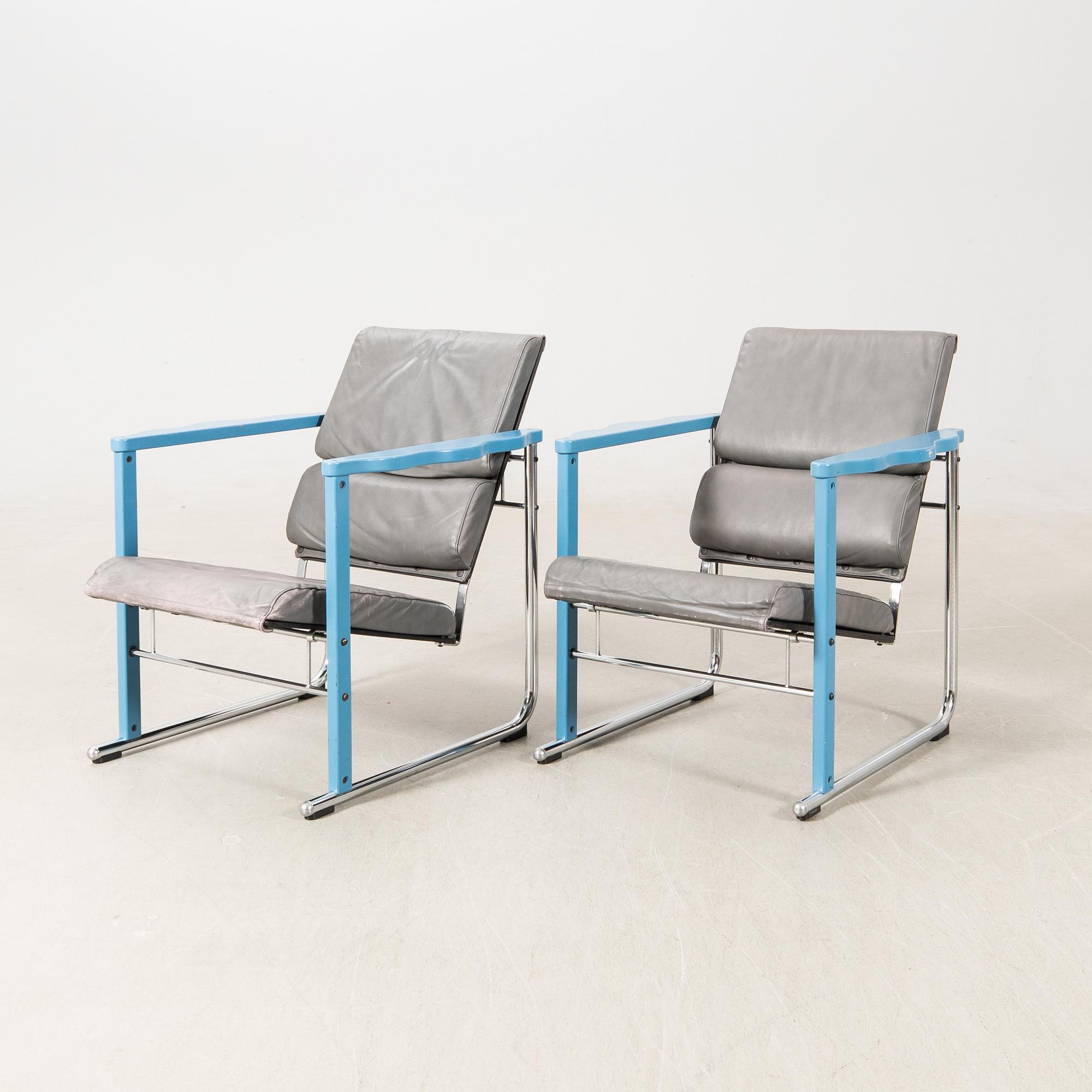 Yrjö Kukkapuro, armchairs a pair "Experiment" Avarte 1980s.