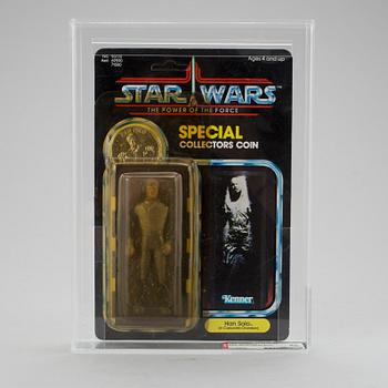 STAR WARS, Han Solo Carbonite POTF 92 back AFA80 Y-NM, Kenner 1985.