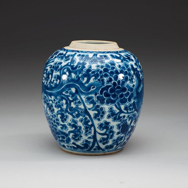 A blue and white jar, Qing dynasty, Kangxi (1662-1722).