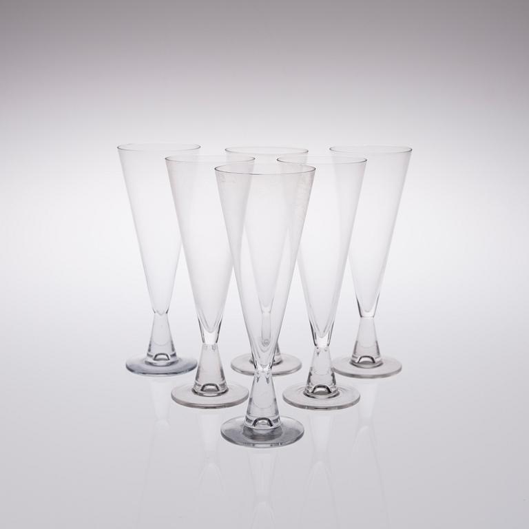 TAPIO WIRKKALA, CHAMPAGNEGLAS, 6 st, "Tiima", 1958-73.