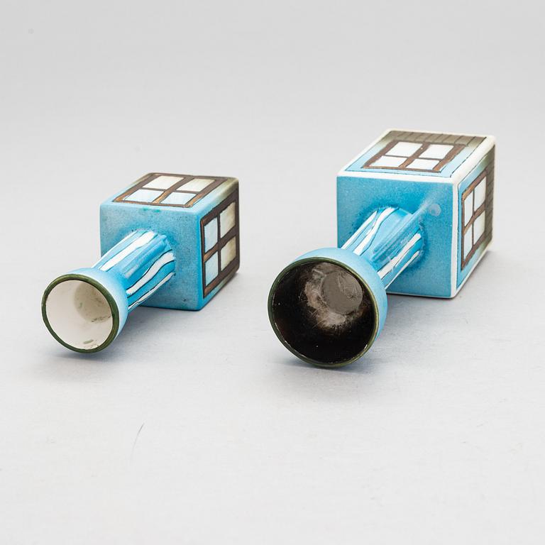 Heljä Liukko-Sundström, two candlesticks signed H L-S and numbered 44/-93, 49/-93 Arabia Finland.