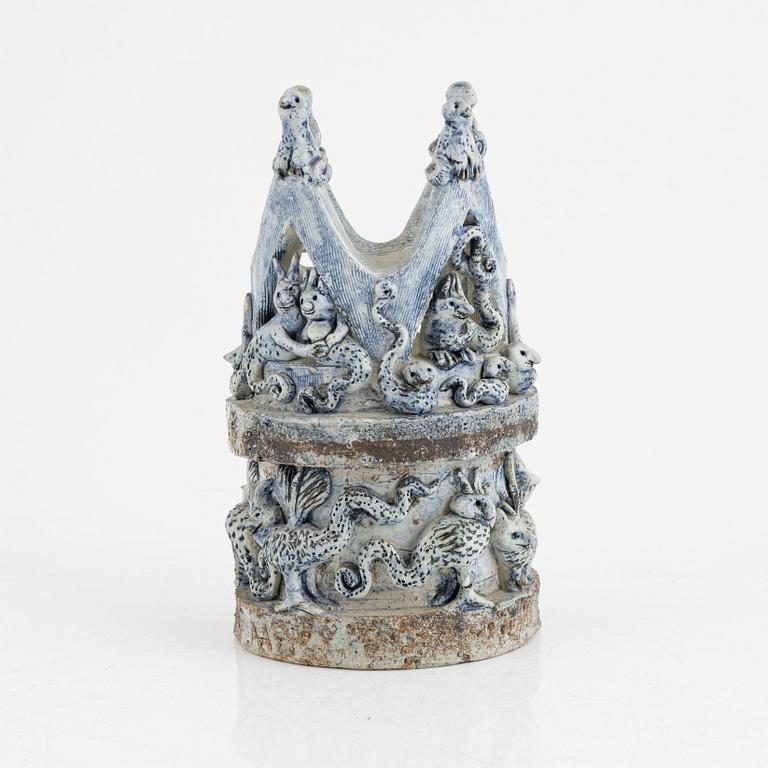 Astrid Anderberg, a stoneware sculpture/candle holder, Sweden, signed.