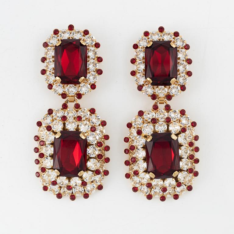 Dolce & Gabbana, large strass earrings.