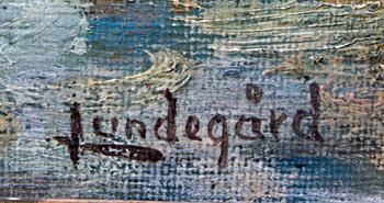 JUSTUS LUNDEGÅRD, olja på pannå, sign.
