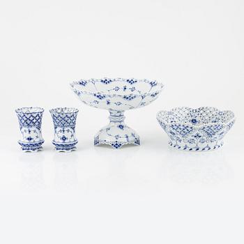 Royal Copenhagen, four 'Musselmalet' porcelain service pieces, Denmark.