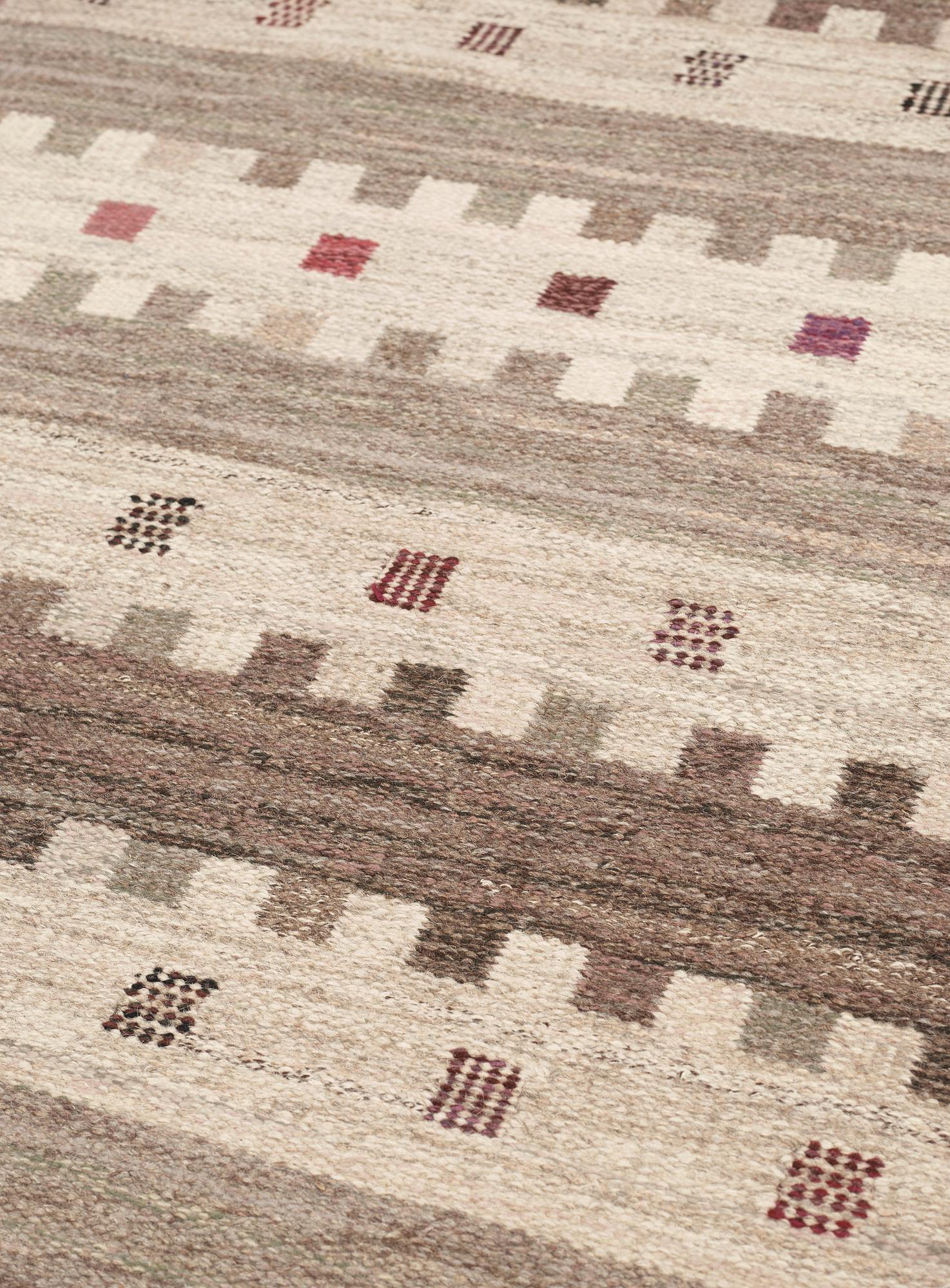RUNNER. "Gråtaggen". Flat weave. 278 x 92,5 cm. Signed AB MMF MR.
