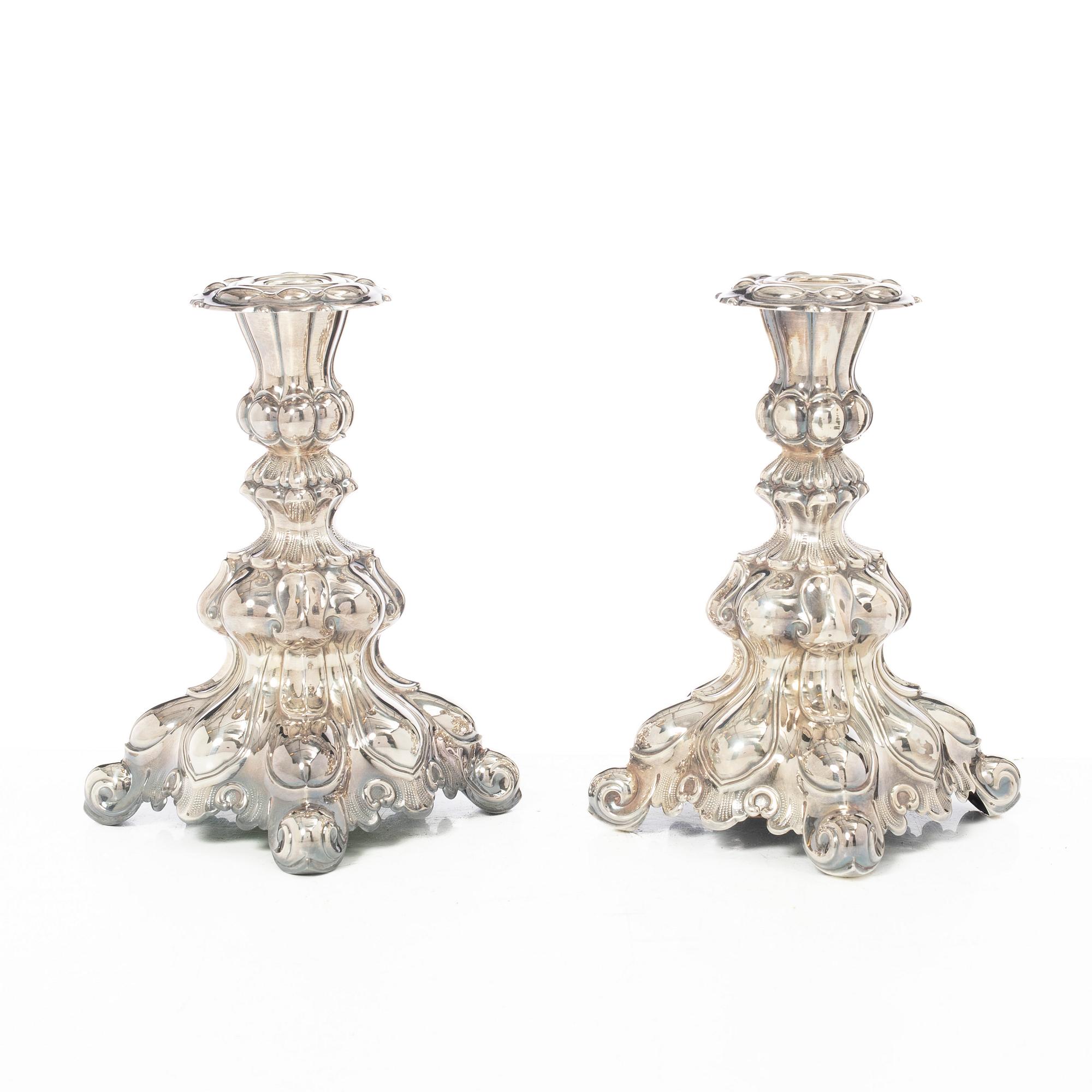 A pair of Norwegian silver candlesticks, mark of Th Marthinsen, Tönsberg,  mid-20th century.