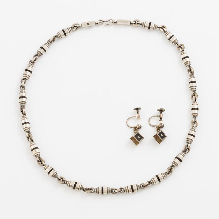 Smyckesset, örhängen, collier, silver.