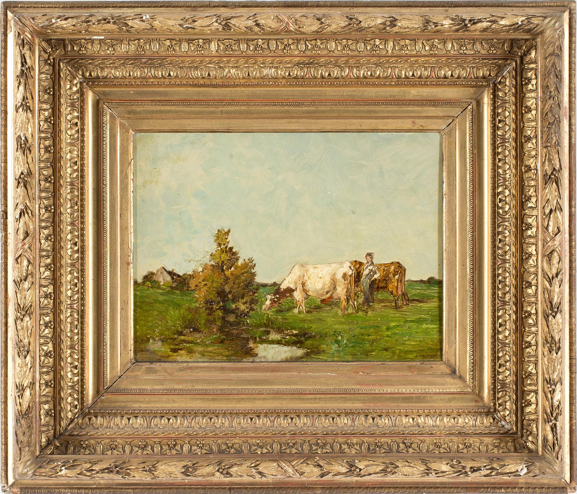 OKÄND KONSTNÄR, olja på duk, otydligt signerad Dupres?, 18/1900-tal.