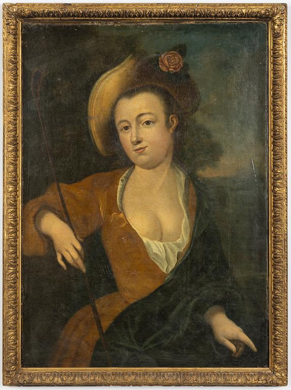 Okänd konstnär 1700-tal , Lady with riding stick.