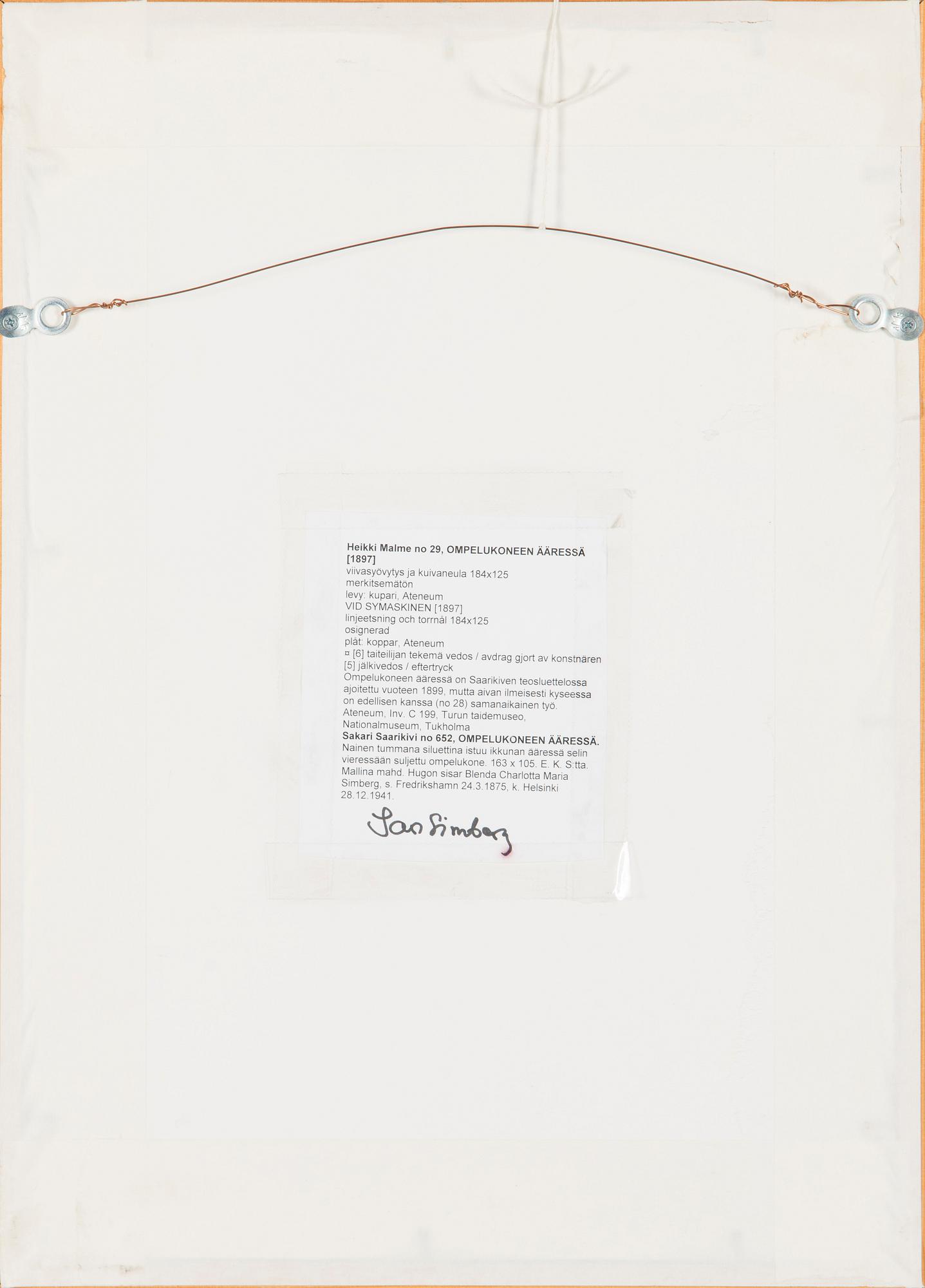 Hugo Simberg, Vid Symaskinen.