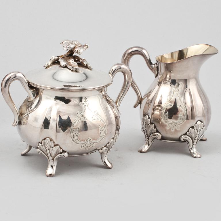 PARTI SILVER, 3 delar, stämplade GAB och GEWE, 1900-talets andra hälft. Vikt 608 g.