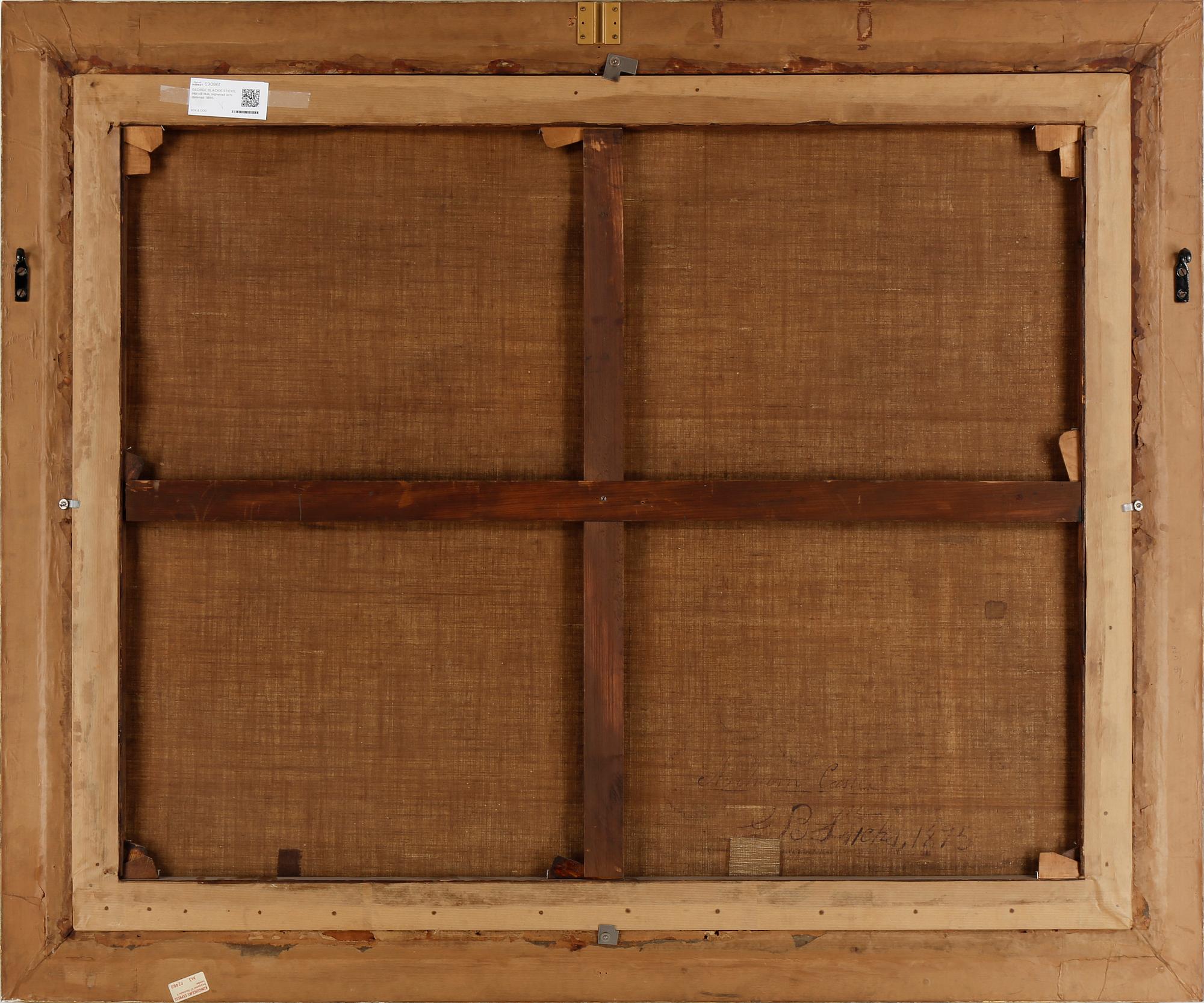 GEORGE BLACKIE STICKS, olja på duk, signerad och daterad  1895.