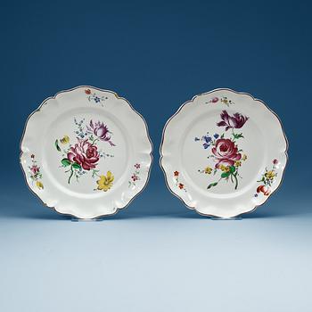 811. A pair of Swedish Marieberg faience dishes, dated 9/7 (17)74.