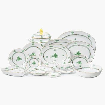 Herend, Service pieces, 59 pieces, "Chinese Bouquet"/ "Green Apponyi", Hungary.