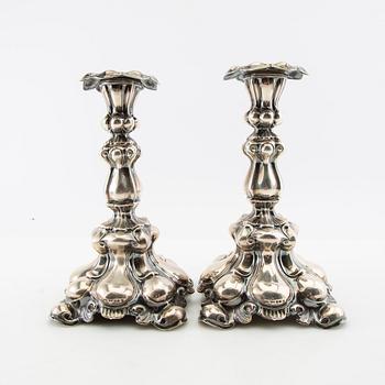 CG Hallberg candlesticks a pair Baroque-style silver Stockholm 1941.