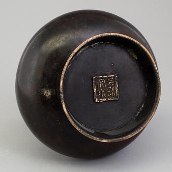 A japanese bronze vase with cloisonné, Meiji period (1868-1912).