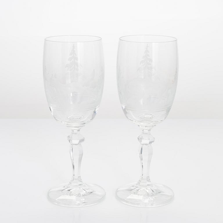 Drinking glasses, 21 pcs, with animal motifs, possibly Germany, late 20th century.