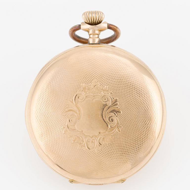 Pocket watch, 14K gold, hunter-case, 49.8 mm.