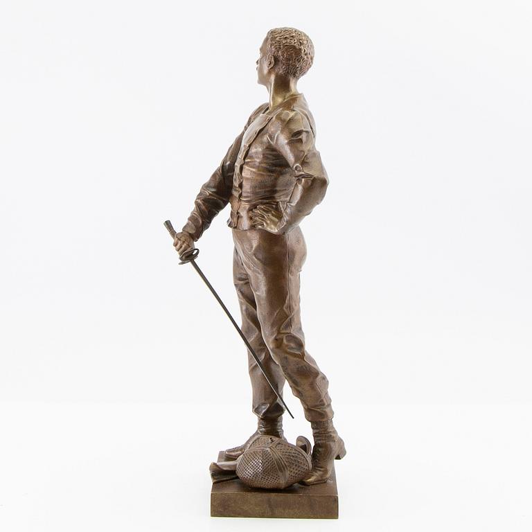Luca Madrassi, "Schermidore" sculpture, signed patinated bronze.