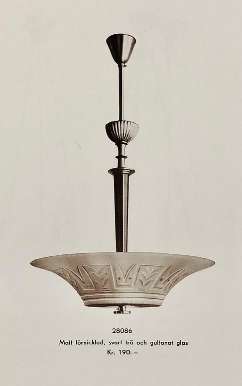 Edward Hald, a ceiling lamp, Orrefors, 1930s.