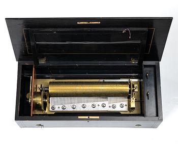 Cylinder music box with six melodies, Switzerland, 1890–1900.