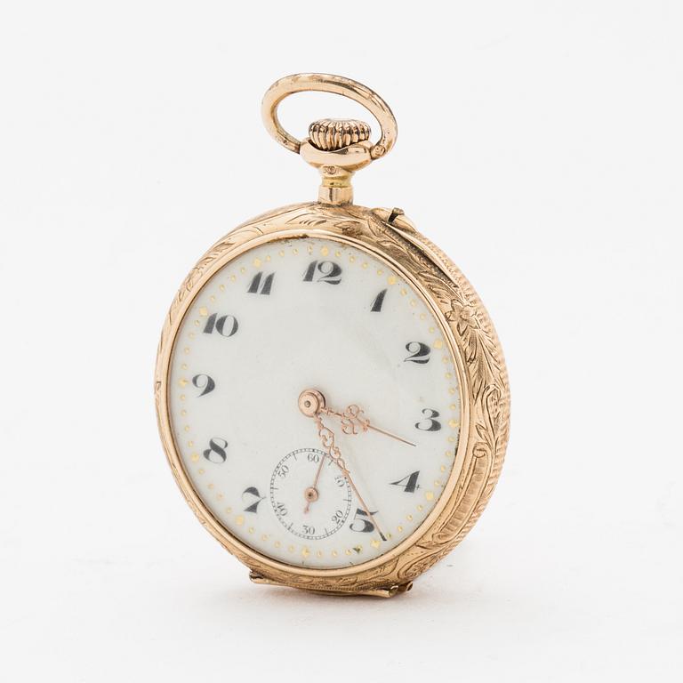 A 34 mm pocket watch.