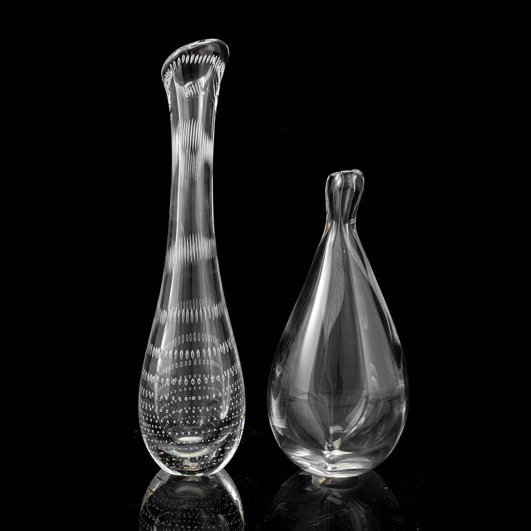 A Vicke Lindstrand glass vase and one Kosta vase, mid 20th century.