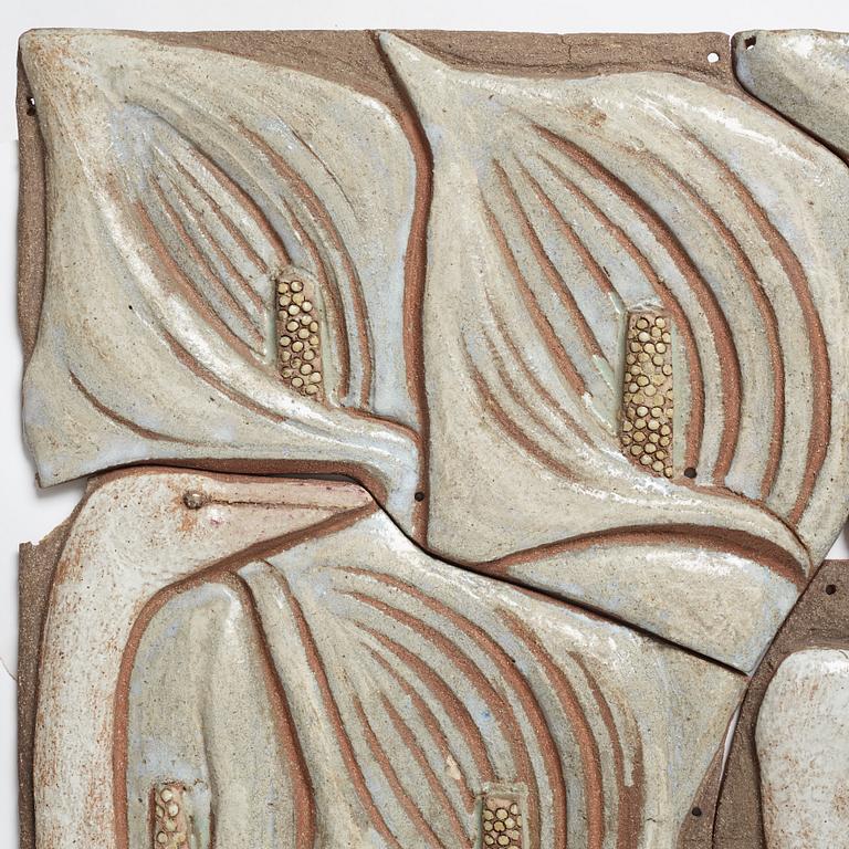 Tyra Lundgren, a glazed stoneware relief, Sweden, probably 1950's.