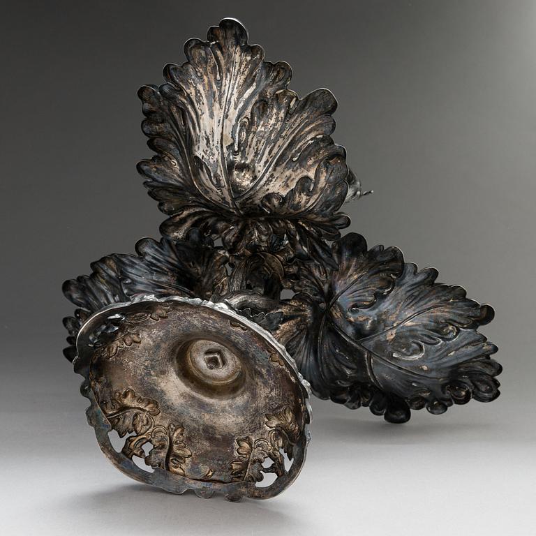 A Swedish parcel-gilt silver centrepiece bowl, Gustaf Möllenborg, Stockholm 1862.