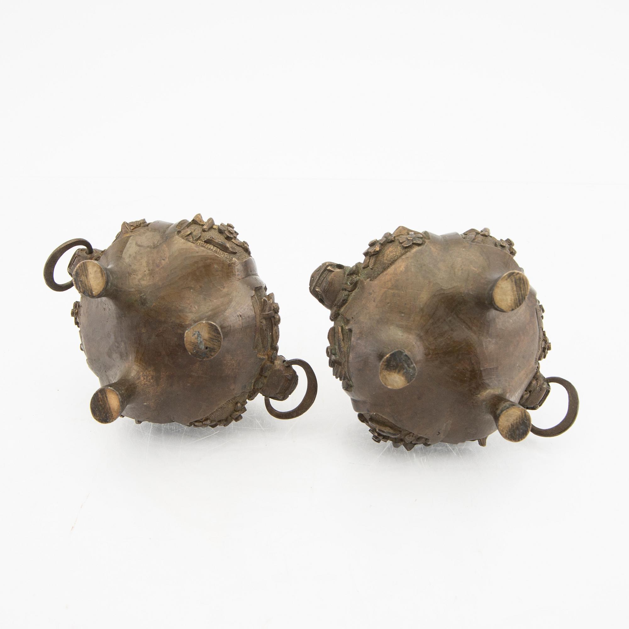 A pair of early 1900s bronze censers.