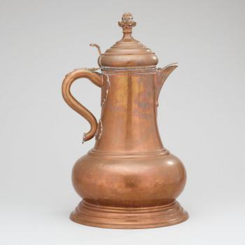 An 18th century copper tankard, presumably German.