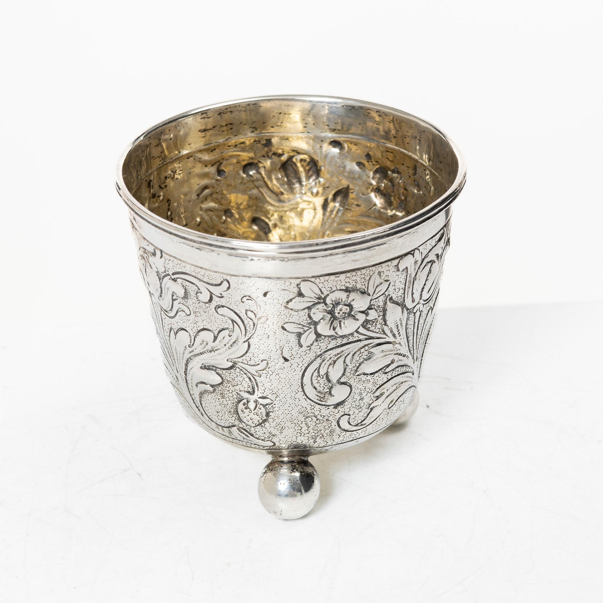 A German Baroque beaker, Swedish import marks Juveleraraktiebolaget T Petersson, Norrköping 1931.