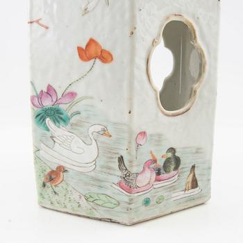 A Chinese famille rose lantern, late Qing dynasty.