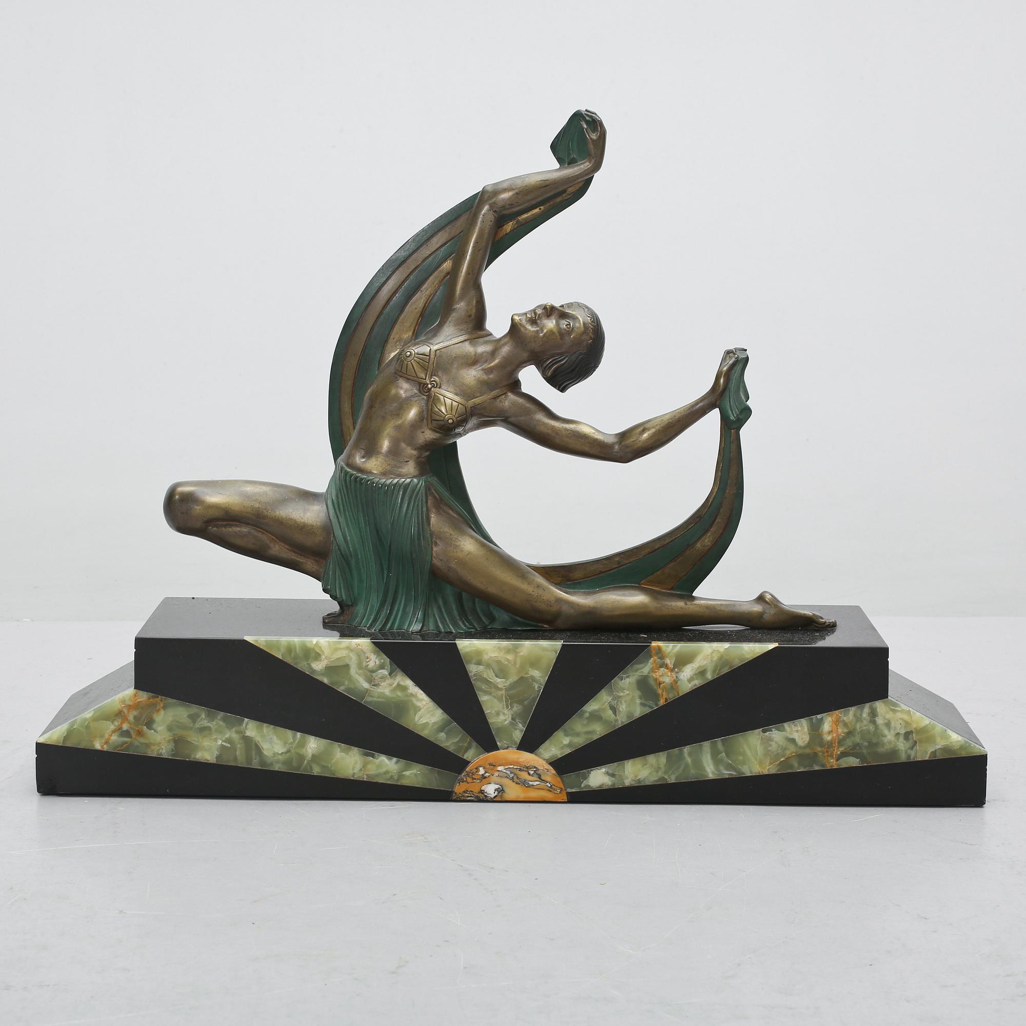 SKULPTUR, brons och marmor, Jean Lormier, signerad, 1930-tal.