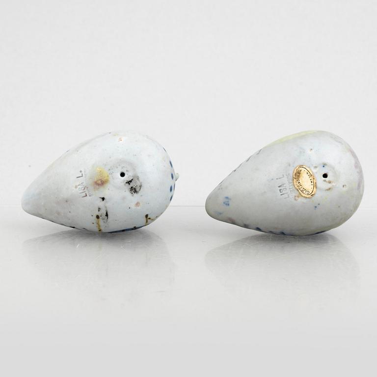 Lisa Larson, skulpturer, 8 st, småfåglar, stengods, Gustavsberg.