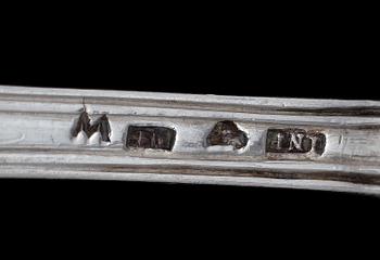PARTI BESTICK, ca 20 delar, silver, bl a G Folcker Stockholm 1829. Tot vikt ca 530 g.
