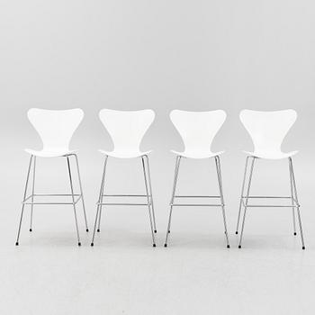 Arne Jacobsen, four 'Series 7' bar chairs, Fritz Hansen, Denmark, 2013.