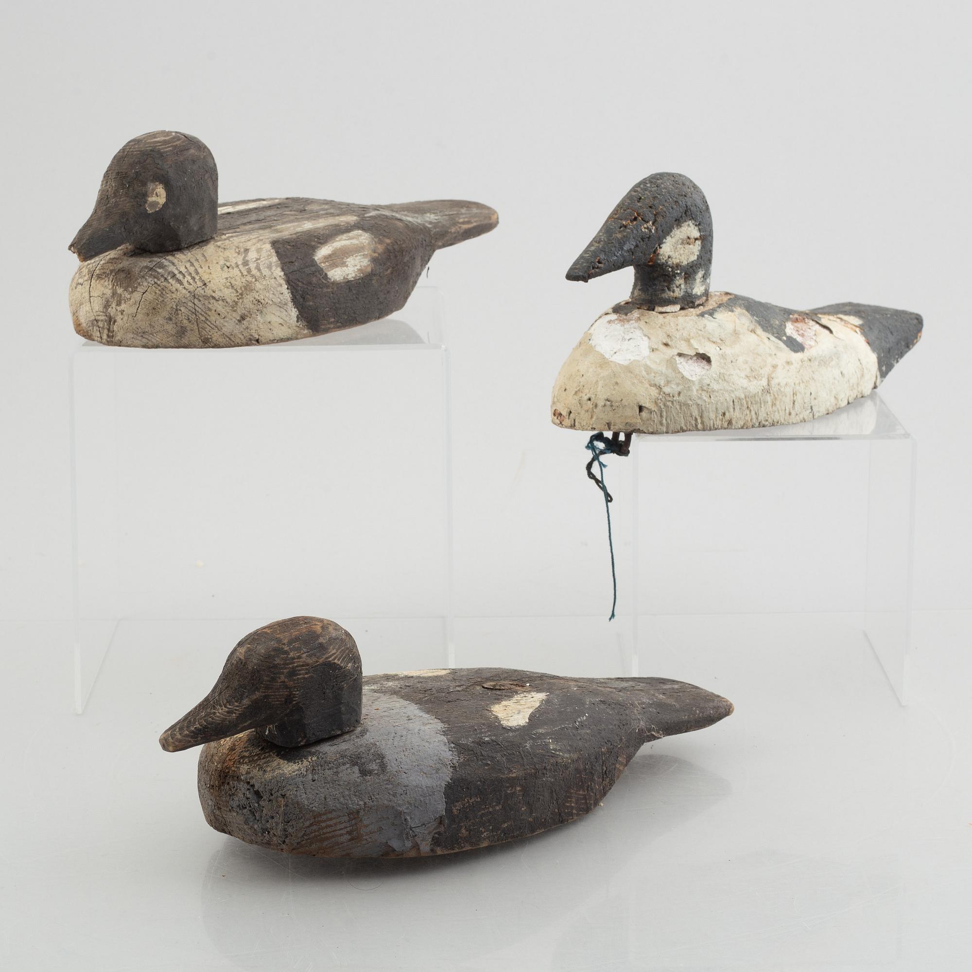 A set of three decoy ducks, early 20th Century.