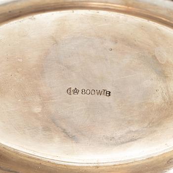 A German silver coffee service, mark of Wilhelm T Binder, Schwäbisch Gmünd, first half of the 20th century (3 pieces).