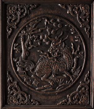 A set of six Chinese hardwood panels, Qing dynasty, 19th Century.