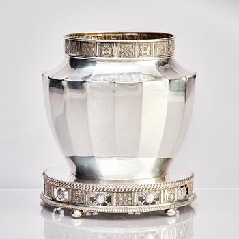 Prins Eugen, a silver vase with stand, firm C.G Hallberg, Stockholm 1925.