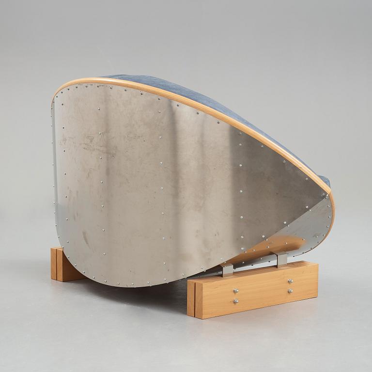 Sigurdur Gustafsson, SIGURDUR GUSTAFSSON, a "Keflavik", beech, steel and leather sofa, Källemo, Sweden post 2000.