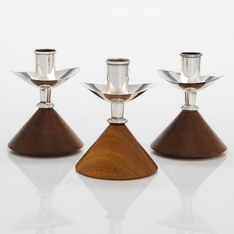 Anna-Greta Eker, Three silver and mahogany candlesticks, Auran Kultaseppä, Turku 1965 and 67.