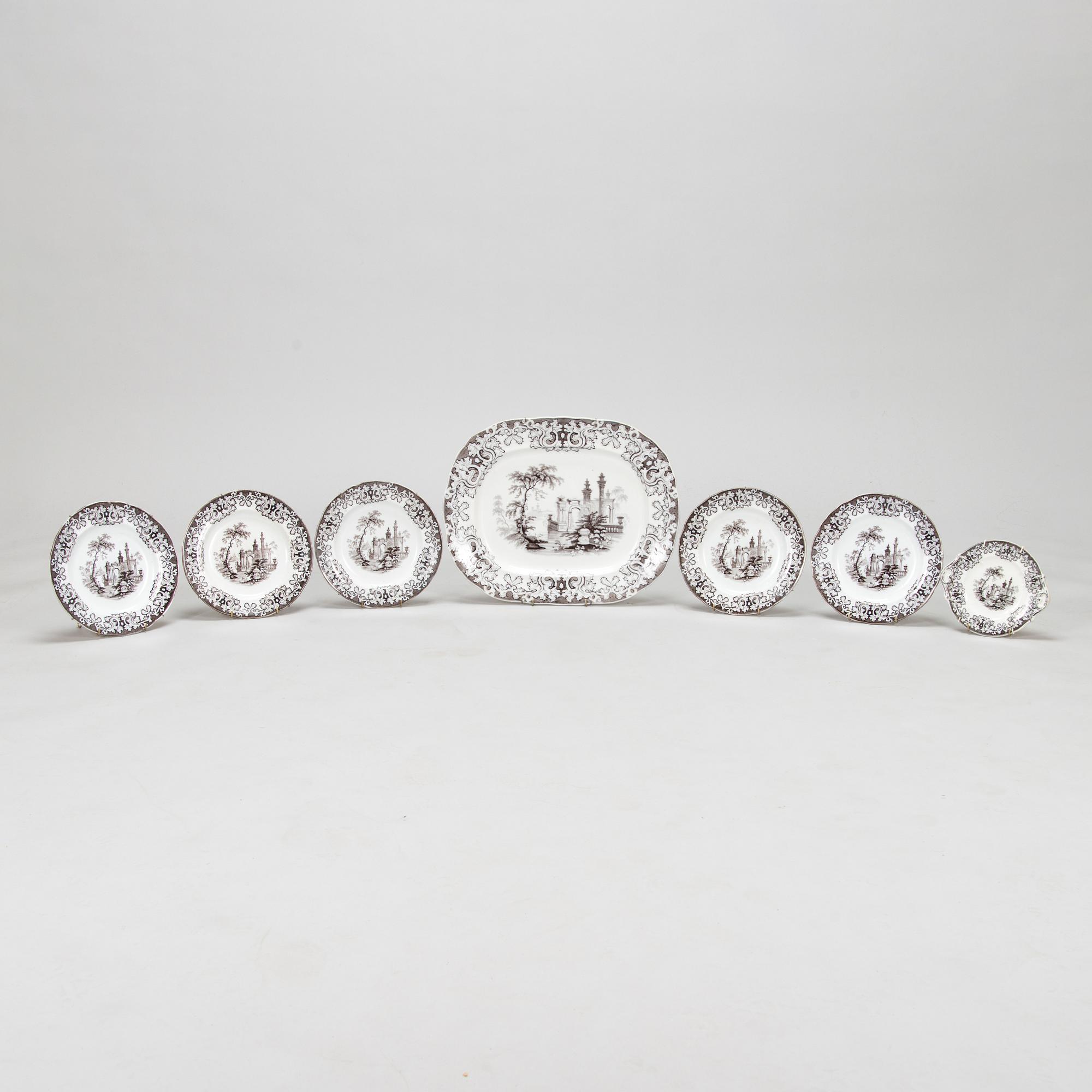 Matservis, 7 delar, "Athens", Charles Meigh, England, 1835-1849.