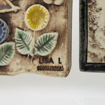 Lisa Larson, four stoneware wall plaques, Gustavsberg.