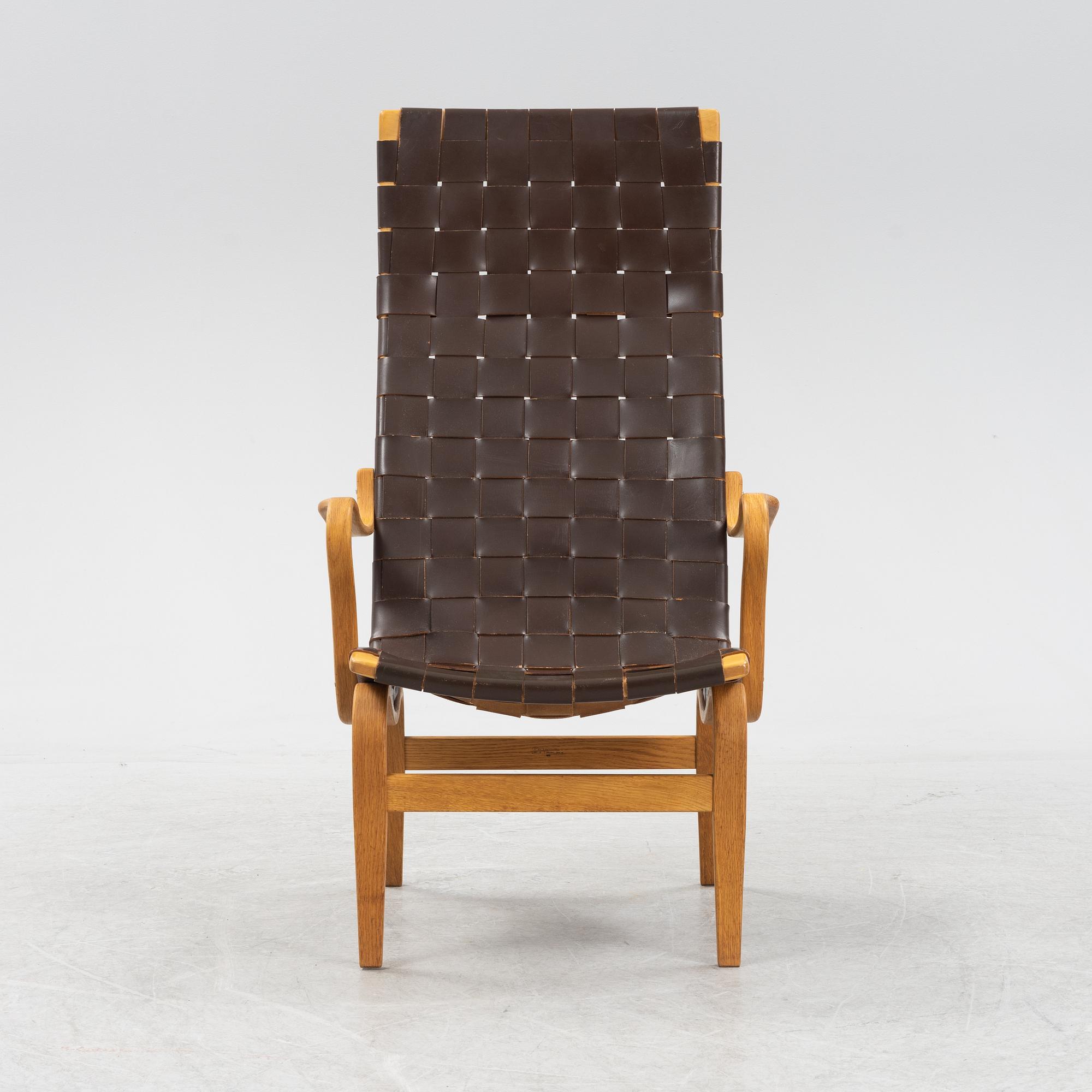 Bruno Mathsson, fåtölj, "Eva Hög", Firma Karl Mathsson, Värnamo, 1972.