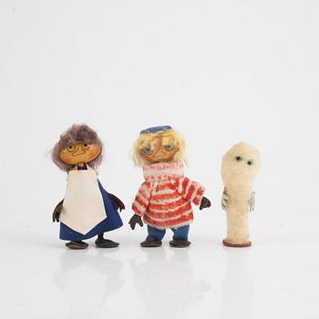 Moomin figures, 3 pcs, Atelier Fauni, Finland, 1950s/60s.